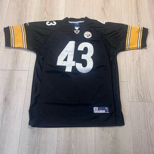 Reebok Black NFL Steelers Troy Polamalu #43  Jersey